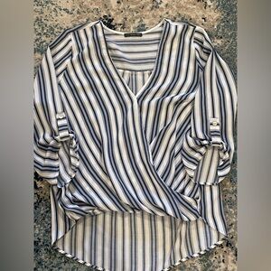 West Kei Striped Faux Wrap Top *Excellent Cond* Sz. M